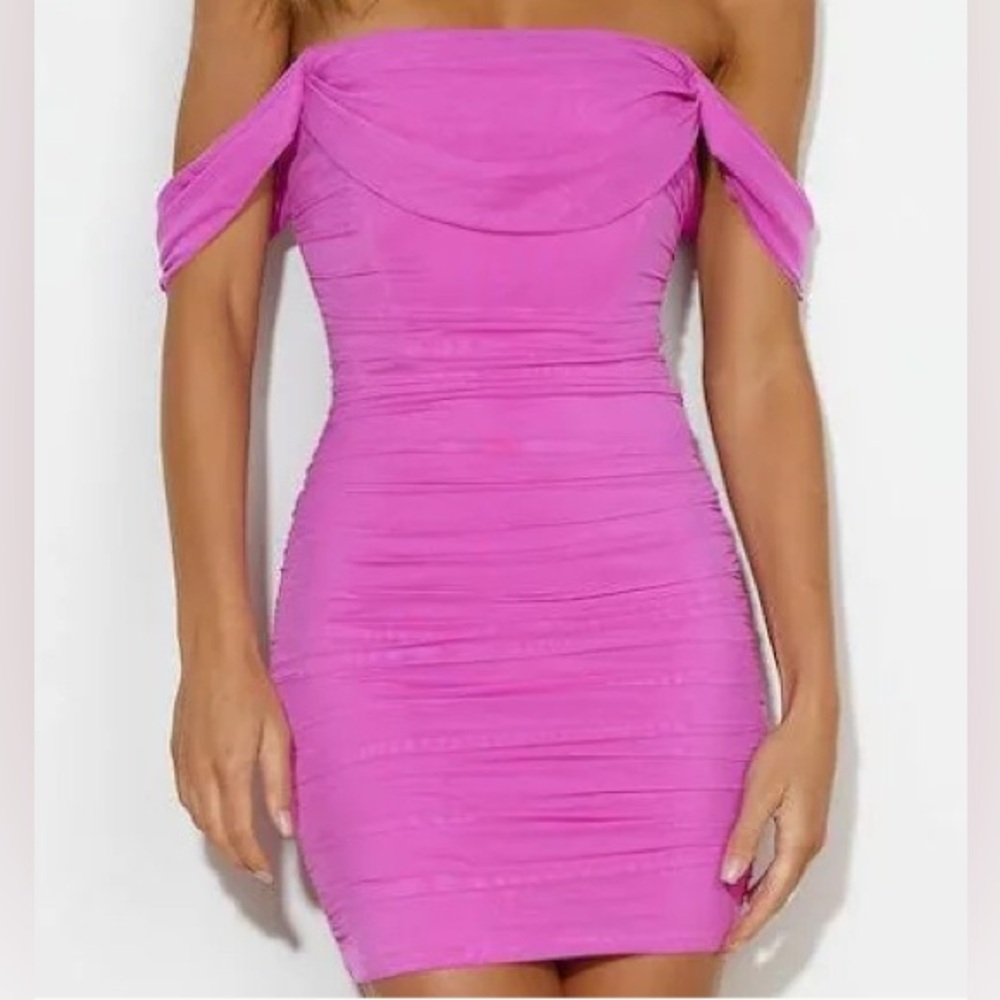 Hello Molly Fuchsia Draped Mini Dress